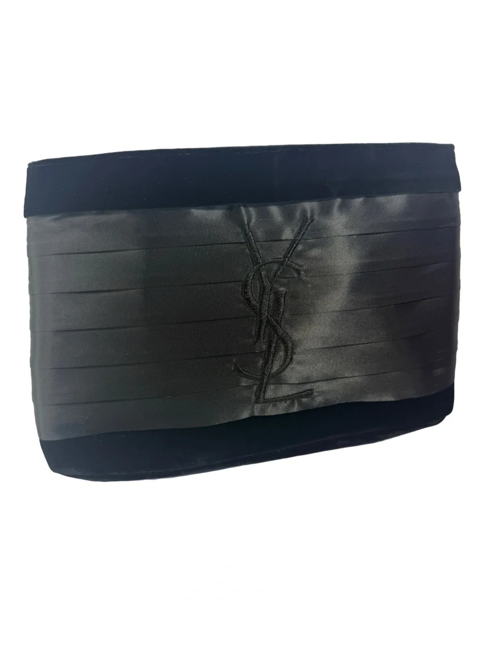 Yves Saint Laurent Black Satin Cosmetic Clutch